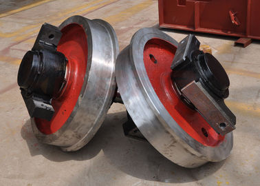 Axle Assembly Flanged Steel Wheels , Motorized Transfer Trolley Polyurethane Railroad Wheels