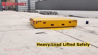 Niestandardowy wózek transportowy z obrotnicą kolejową, dwa wózki transportowe koordynują i dokują ze sobą